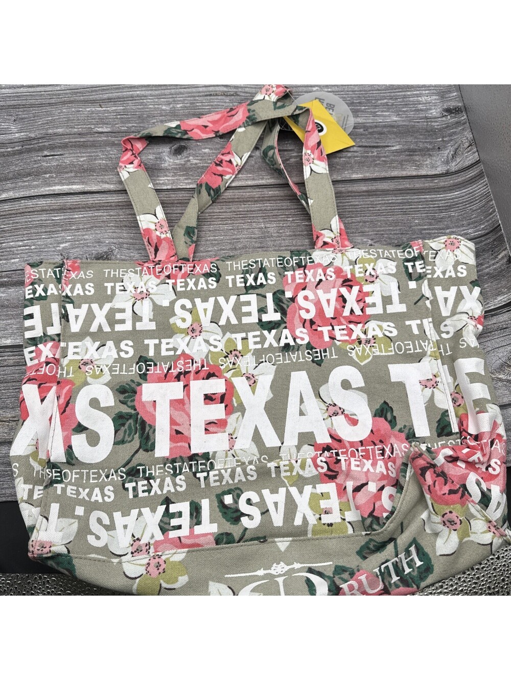 Robin Ruth Texas Beige Pink Flower Print Tote Bag NWT Cottagecore Coconut Girl